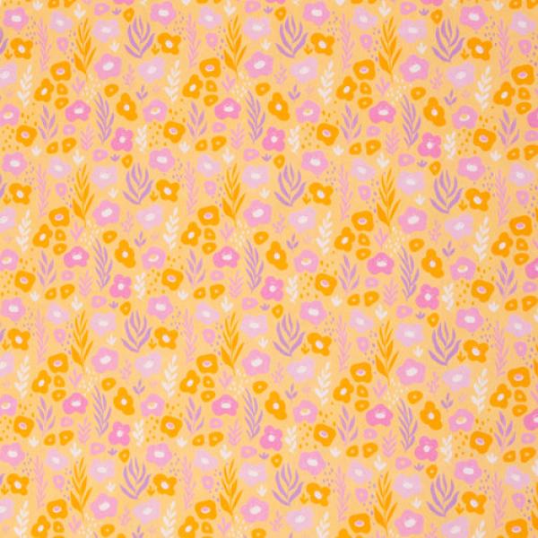 Bauwoll Druck Kleine Blüten Gelb/Orange/Lila Happy Spring by Swafing 
